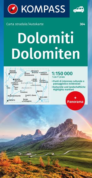 KOMPASS Autokarte Dolomiti, Dolomiten, Dolomites 1:150.000 von KOMPASS-Karten GmbH