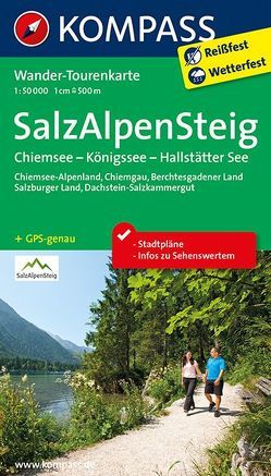 KOMPASS Wander-Tourenkarte Salz-Alpen-Steig – Chiemsee – Königssee – Hallstätter See 1:50.000