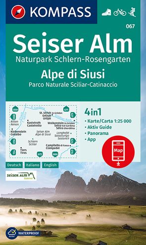 KOMPASS Wanderkarte 067 Seiser Alm, Naturpark Schlern-Rosengarten, Alpe di Siusi 1:25.000