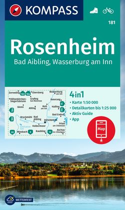 KOMPASS Wanderkarte 181 Rosenheim, Bad Aibling, Wasserburg am Inn 1:50.000