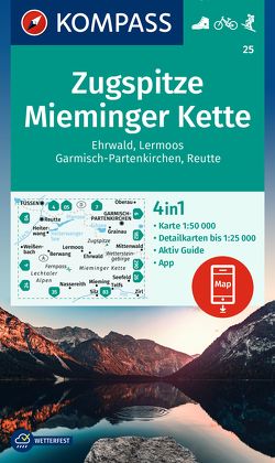 KOMPASS Wanderkarte 25 Zugspitze, Mieminger Kette, Ehrwald, Lermoos, Garmisch-Partenkirchen, Reutte 1:50.000