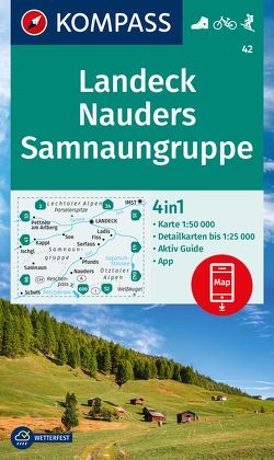 KOMPASS Wanderkarte 42 Landeck, Nauders, Samnaungruppe 1:50.000