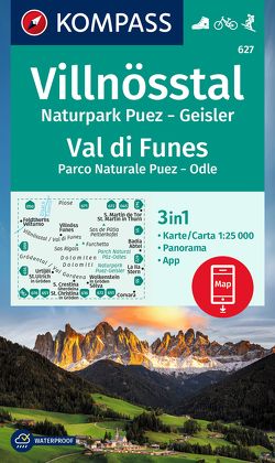 KOMPASS Wanderkarte 627 Villnösstal, Val di Funes, 1:25.000