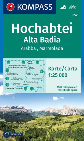 KOMPASS Wanderkarte 652 Hochabtei / Alta Badia, Arabba , Marmolada 1:25.000