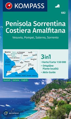 KOMPASS Wanderkarte 682 Penisola Sorrentina, Costiera Amalfitana, Vesuvio, Pompei, Salerno, Sorrento 1:50.000