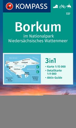 KOMPASS Wanderkarte 727 Borkum im Nationalpark Niedersächsisches Wattenmeer 1:15.000