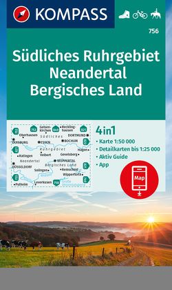 KOMPASS Wanderkarte 756 Südliches Ruhrgebiet, Neandertal, Bergisches Land 1:50.000