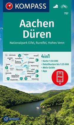 KOMPASS Wanderkarte 757 Aachen, Düren, Nationalpark Eifel, Rureifel, Hohes Venn 1:50.000