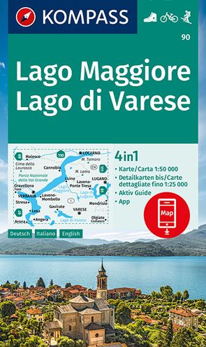 KOMPASS Wanderkarte 90 Lago Maggiore, Lago di Varese 1:50.000 von KOMPASS-Karten GmbH