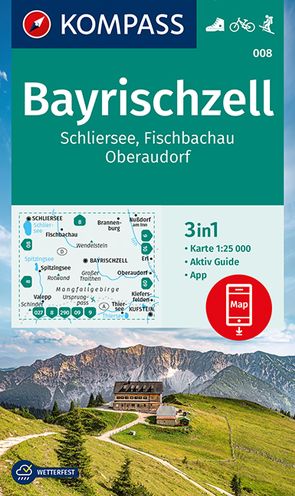 KOMPASS Wanderkarte 008 Bayrischzell, Schliersee, Fischbachau, Oberaudorf 1:25.000 von KOMPASS-Karten GmbH