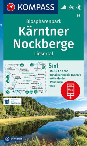 KOMPASS Wanderkarte 66 Biosphärenpark Kärntner Nockberge, Liesertal 1:50.000 von KOMPASS-Karten GmbH