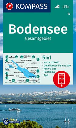 KOMPASS Wanderkarte 1c Bodensee Gesamtgebiet 1:75.000 von KOMPASS-Karten GmbH