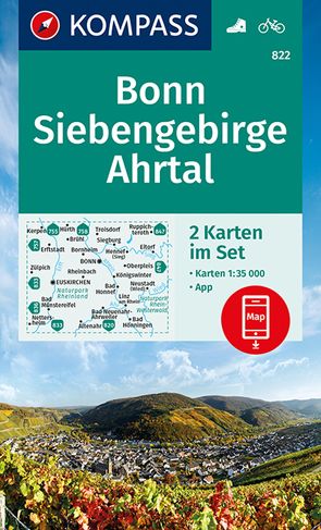 KOMPASS Wanderkarten-Set 822 Bonn, Siebengebirge, Ahrtal (2 Karten) 1:35.000 von KOMPASS-Karten GmbH
