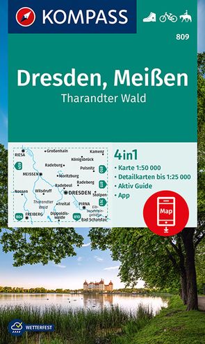 KOMPASS Wanderkarte 809 Dresden, Meißen, Tharandter Wald 1:50.000 von KOMPASS-Karten GmbH