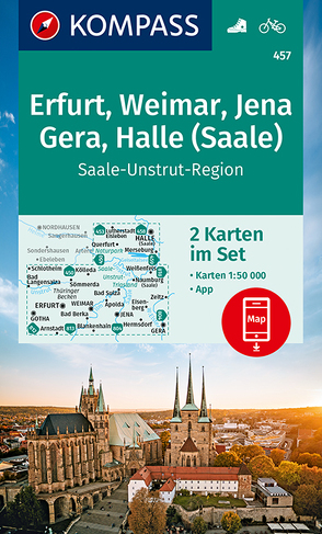 KOMPASS Wanderkarte Erfurt, Weimar, Jena, Gera, Halle (Saale) von KOMPASS-Karten GmbH