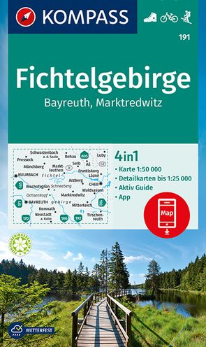 KOMPASS Wanderkarte 191 Fichtelgebirge, Bayreuth, Marktredwitz 1:50.000 von KOMPASS-Karten GmbH