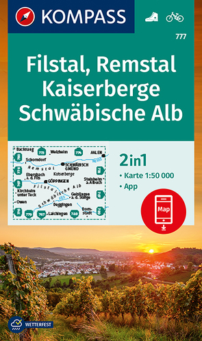 KOMPASS Wanderkarte 777 Filstal, Remstal, Kaiserberge, Schwäbische Alb 1:50.000 von KOMPASS-Karten GmbH