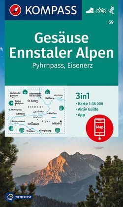 KOMPASS Wanderkarte 69 Gesäuse, Ennstaler Alpen, Pyhrnpass, Eisenerz 1:35.000 von KOMPASS-Karten GmbH