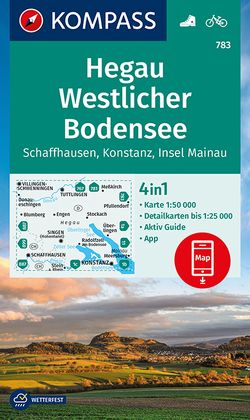 KOMPASS Wanderkarte 783 Hegau Westlicher Bodensee, Schaffhausen, Konstanz, Insel Mainau 1:50.000 von KOMPASS-Karten GmbH