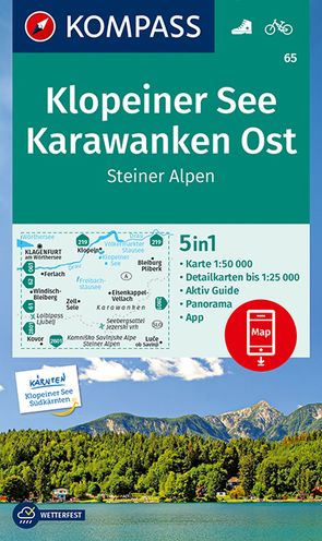 KOMPASS Wanderkarte 65 Klopeiner See, Karawanken Ost, Steiner Alpen 1:50.000 von KOMPASS-Karten GmbH