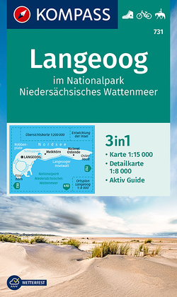 KOMPASS Wanderkarte 731 Langeoog im Nationalpark Niedersächsisches Wattenmeer 1:15.000 von KOMPASS-Karten GmbH