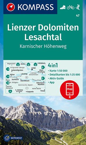 KOMPASS Wanderkarte 47 Lienzer Dolomiten, Lesachtal, Karnischer Höhenweg 1:50.000 von KOMPASS-Karten GmbH