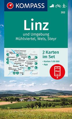 KOMPASS Wanderkarten-Set 202 Linz und Umgebung, Mühlviertel, Wels, Steyr (2 Karten) 1:50.000 von KOMPASS-Karten GmbH