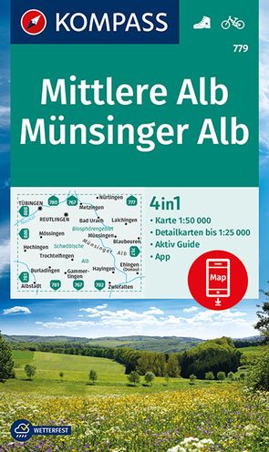 KOMPASS Wanderkarte 779 Mittlere Alb, Münsinger Alb 1:50.000 von KOMPASS-Karten GmbH