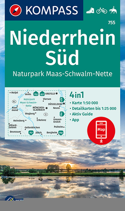 KOMPASS Wanderkarte 755 Niederrhein Süd, Naturpark Maas-Schwalm-Nette 1:50.000 von KOMPASS-Karten GmbH