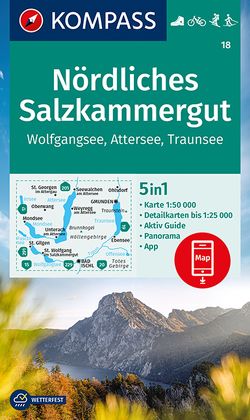 KOMPASS Wanderkarte 18 Nördliches Salzkammergut, Wolfgangsee, Attersee, Traunsee 1:50.000 von KOMPASS-Karten GmbH