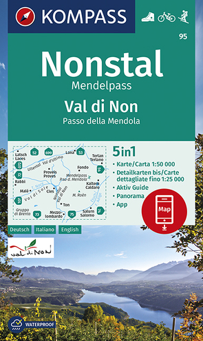 KOMPASS Wanderkarte Nonstal, Mendelpass, Val di Non, Passo della Mendola von KOMPASS-Karten GmbH