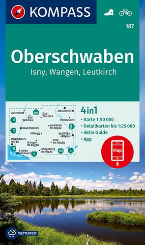 KOMPASS Wanderkarte 187 Oberschwaben, Isny, Wangen, Leutkirch 1:50.000 von KOMPASS-Karten GmbH