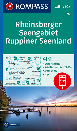 KOMPASS Wanderkarte 743 Rheinsberger Seengebiet, Ruppiner Seenland 1:50.000 von KOMPASS-Karten GmbH