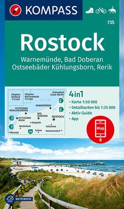 KOMPASS Wanderkarte 735 Rostock, Warnemünde, Bad Doberan, Ostseebäder Kühlungsborn, Rerik 1:50.000 von KOMPASS-Karten GmbH