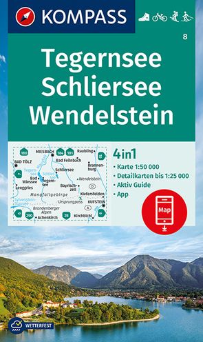 KOMPASS Wanderkarte 8 Tegernsee, Schliersee, Wendelstein 1:50.000 von KOMPASS-Karten GmbH