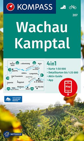 KOMPASS Wanderkarte 207 Wachau, Kamptal 1:50.000 von KOMPASS-Karten GmbH