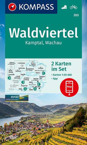 KOMPASS Wanderkarten-Set 203 Waldviertel, Kamptal, Wachau (2 Karten) 1:50.000 von KOMPASS-Karten GmbH