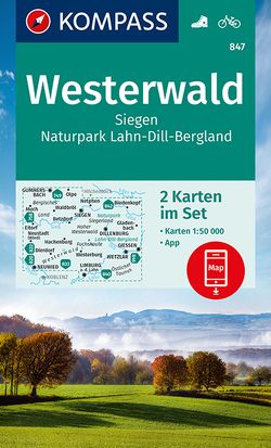KOMPASS Wanderkarten-Set 847 Westerwald, Siegen, Naturpark Lahn-Dill-Bergland (2 Karten) 1:50.000 von KOMPASS-Karten GmbH