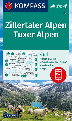 KOMPASS Wanderkarte 37 Zillertaler Alpen, Tuxer Alpen von KOMPASS-Karten GmbH