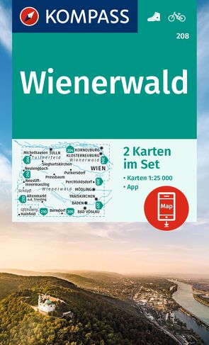 KOMPASS Wanderkarten-Set 208 Wienerwald (2 Karten) 1:25.000