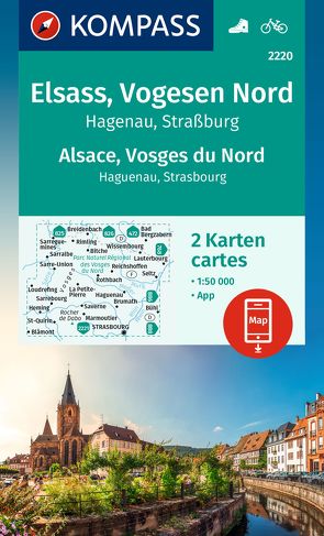 KOMPASS Wanderkarten-Set 2220 Elsass, Vogesen Nord, Hagenau, Straßburg / Alsace, Vosges du Nord, Haguenau, Strasbourg (2 Karten) 1:50.000