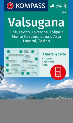 KOMPASS Wanderkarten-Set 656 Valsugana, Pine, Levico, Lavarone, Folgaria, Monte Pasubio, Cima d’Asta, Lagorai, Tesino (3 Karten) 1:25.000