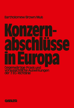 Konzernabschlüsse in Europa von Bartholomew,  E. G.
