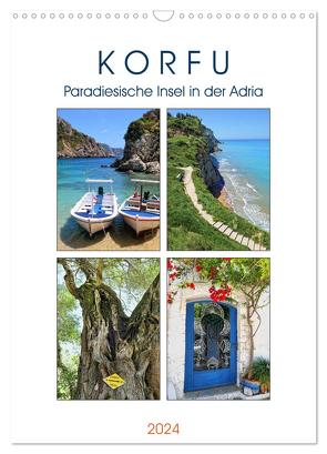 Korfu – Paradiesische Insel in der Adria (Wandkalender 2024 DIN A3 hoch), CALVENDO Monatskalender von Frost,  Anja