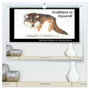 Krafttiere in Aquarell (hochwertiger Premium Wandkalender 2024 DIN A2 quer), Kunstdruck in Hochglanz von Steinke,  Sandra
