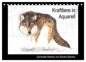 Krafttiere in Aquarell (Tischkalender 2024 DIN A5 quer), CALVENDO Monatskalender von Steinke,  Sandra