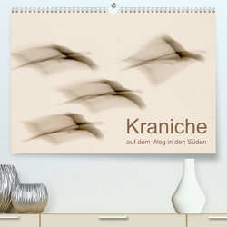Kraniche auf dem Weg nach Süden (Premium, hochwertiger DIN A2 Wandkalender 2023, Kunstdruck in Hochglanz) von Wilhelm,  N.