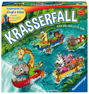 Ravensburger 20569 – Krasserfall – rasantes Brettspiel für Familien und Kinder – Wettkampf für 2 bis 4 Spieler, Gesellschaftsspiel ab 6 Jahren von Weber,  Bernhard