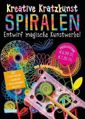 Kreative Kratzkunst: Spiralen: Set mit 7 Kratztafeln, Spirograph, Anleitungsbuch und Holzstift von Poitier,  Anton
