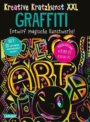 Kreative Kratzkunst XXL: Graffiti: Set mit 20 Kratztafeln, Mappe, Anleitungsbuch und Holzstift von Poitier,  Anton